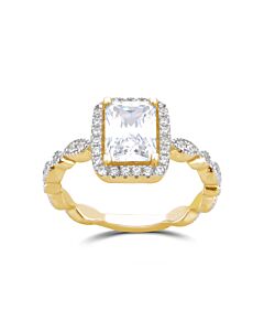 DiamondMuse 2.25 cttw Emerald Swarovski Twisted Shank Gold Tone Sterling Silver Engagement Ring for Women