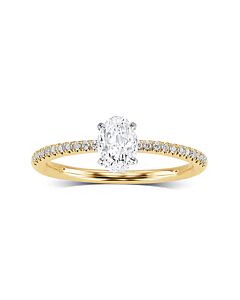 DiamondMuse 2.60 cttw Oval Swarovski Diamonds White Solitaire Yellow Tone Engagement Ring in Sterling Silver