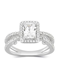 DiamondMuse 2.80 cttw Cubic Zirconia Split Shank Engagement Ring in Sterling Silver for Women