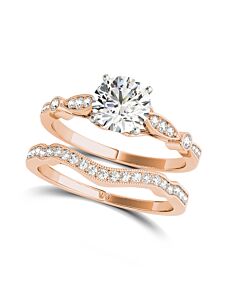 DiamondMuse 2 cttw Rose Gold Plated Over Sterling SilverRound Swarovski Diamond Bridal Set