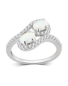 DiamondMuse Created Opal Gemstone in Sterling Silver Ring for Women