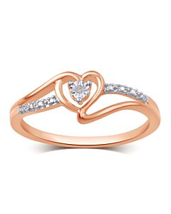 DiamondMuse Diamond Accent Rose Tone Over Sterling Silver Heart Ring for Women