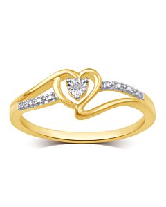 DiamondMuse Diamond Accent Yellow Gold Tone Over Sterling Silver Heart Ring for Women