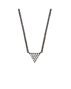 Elegant Confetti Women's 18K Black Gold Plated CZ Simulated Diamond Pave Mini Triangle Pendant Necklace