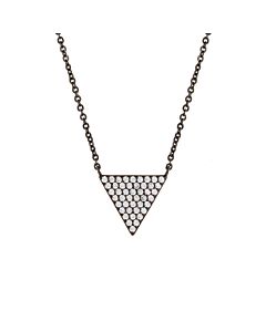 Elegant Confetti Women's 18K Black Gold Plated CZ Simulated Diamond Pave Triangle Pendant Necklace