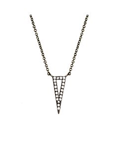 Elegant Confetti Women's 18K Black Gold Plated CZ Simulated Diamond Triangle Pendant Necklace