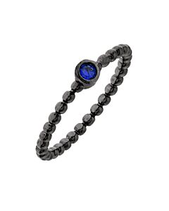 Elegant Confetti Women's 18K Black Gold Plated Dark Blue CZ Simulated Diamond Stackable Ring