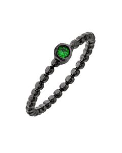 Elegant Confetti Women's 18K Black Gold Plated Green CZ Simulated Diamond Stackable Ring
