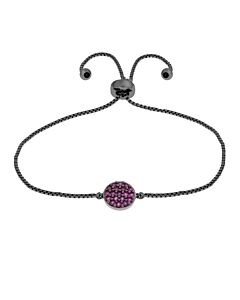 Elegant Confetti Women's 18K Black Gold Plated Pink CZ Simulated Diamond Circle Adjustable Bolo Bracelet