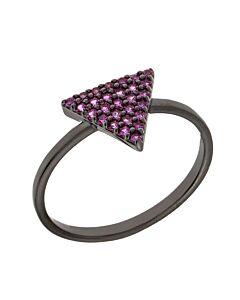 Elegant Confetti Women's 18K Black Gold Plated Pink CZ Simulated Diamond Pave Stackable Triangle Ring