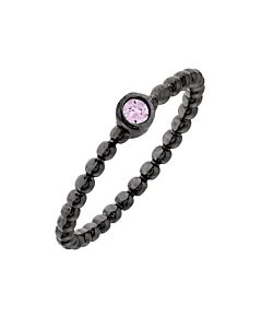 Elegant Confetti Women's 18K Black Gold Plated Pink CZ Simulated Diamond Stackable Ring