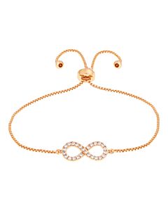 Elegant Confetti Women's 18K Rose Gold Plated CZ Simulated Diamond Adjustable Bolo Infinity Pendant Bracelet