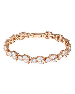 Elegant Confetti Women's 18K Rose Gold Plated CZ Simulated Diamond Cluster Statement Bracelet