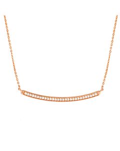 Elegant Confetti Women's 18K Rose Gold Plated CZ Simulated Diamond Curved Bar Necklace