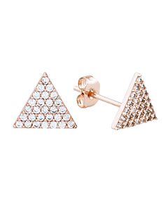 Elegant Confetti Women's 18K Rose Gold Plated CZ Simulated Diamond Pave Triangle Stud Earrings