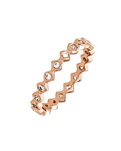 Elegant Confetti Women's 18K Rose Gold Plated CZ Simulated Diamond Zig Zag Stackable Ring