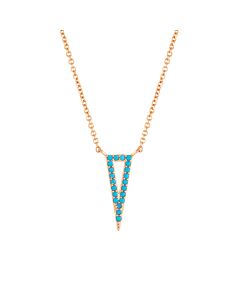 Elegant Confetti Women's 18K Rose Gold Plated Simulated Turquoise Triangle Pendant Necklace