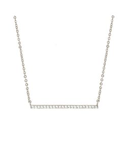 Elegant Confetti Women's 18K White Gold Plated CZ Simulated Diamond Bar Necklace