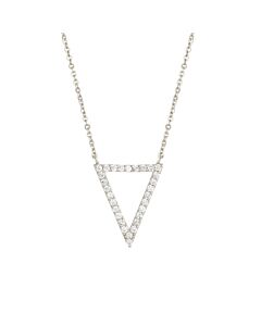 Elegant Confetti Women's 18K White Gold Plated CZ Simulated Diamond Open Triangle Pendant Necklace