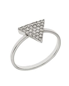 Elegant Confetti Women's 18K White Gold Plated CZ Simulated Diamond Pave Stackable Triangle Ring