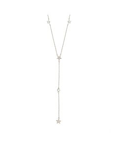 Elegant Confetti Women's 18K White Gold Plated CZ Simulated Diamond Star Drop Necklace