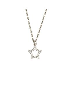 Elegant Confetti Women's 18K White Gold Plated CZ Simulated Diamond Star Pendant Necklace