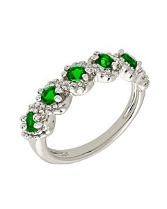 Elegant Confetti Women's 18K White Gold Plated Green CZ Simulated Diamond Half Eternity Ring