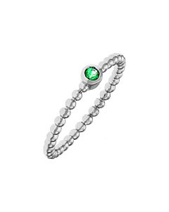 Elegant Confetti Women's 18K White Gold Plated Green CZ Simulated Diamond Stackable Ring