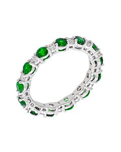 Elegant Confetti Women's 18K White Gold Plated Green CZ Simulated Diamond Stackable Eternity Ring