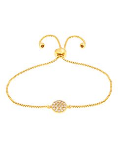 Elegant Confetti Women's 18K Yellow Gold Plated CZ Simulated Diamond Circle Adjustable Bolo Bracelet