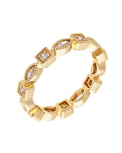 Elegant Confetti Women's 18K Yellow Gold Plated CZ Simulated Diamond Stackable Eternity Ring