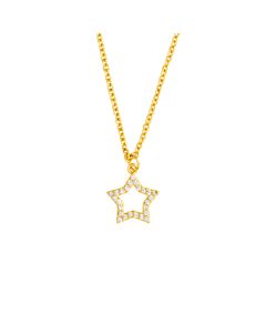 Elegant Confetti Women's 18K Yellow Gold Plated CZ Simulated Diamond Star Pendant Necklace