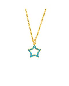 Elegant Confetti Women's 18K Yellow Gold Plated Simulated Turquoise Star Pendant Necklace