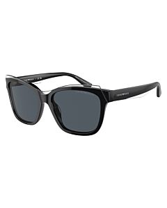 Emporio Armani 56 mm Shiny Black/Top Crystal Sunglasses