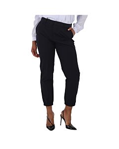 Emporio Armani Ladies Blue Navy Straight-Leg Cropped Tailored Trousers