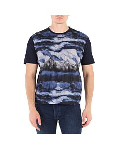 Emporio Armani Men's Abstract Print T-Shirt in Navy Blue