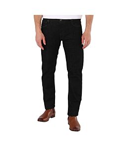Emporio Armani Men's Denim Black Cotton-Blend Straight-Leg Jeans