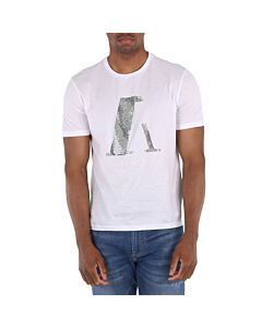 Emporio Armani Sequinned Logo Cotton T-Shirt In White