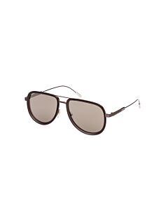 Ermenegildo Zegna 57 mm Shiny Dark Bronze Sunglasses