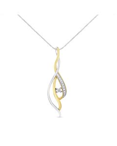Espira 10K Two-Tone Gold 1/10ct TDW Diamond Cascade Pendant Necklace (I-J, I1-I2)