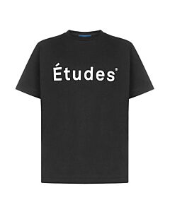 Etudes Men's Black Cotton Logo Print Wonder T-Shirt