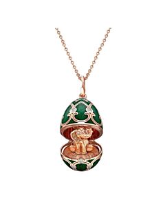 Faberge Heritage Rose Gold Diamond & Green Guilloché Enamel Elephant Surprise Locket