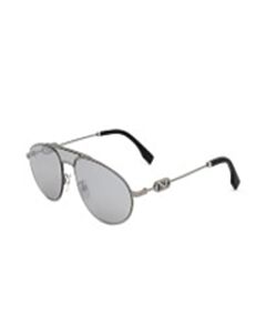 Fendi 57 mm Shiny Light Ruthenium Sunglasses