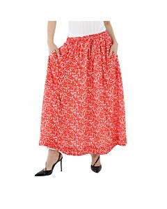 Ganni Ladies Floral Print Pleated A-Line Skirt
