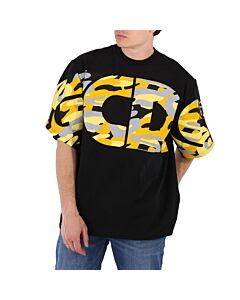 GCDS Men's Camouflage Logo Crewneck Cotton T-shirt