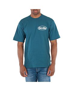 GCDS Men's Teal Shop List Cotton T-shirt
