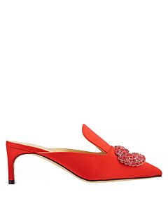 Giannico Daphne Red Crystal-embellished Woven Mules