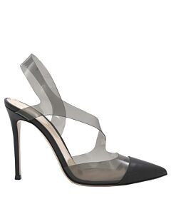 Gianvito Rossi Ladies Black/Fume Cut-out Pointed Pumps