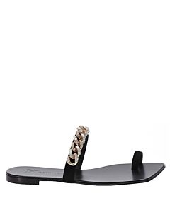 Giuseppe Zanotti Ladies Black Berenicee Chain Chain Detail Flat Sandals