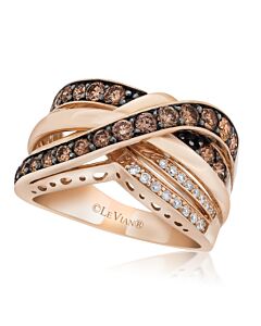 Grand Sample Sale Ring Chocolate Diamonds, Vanilla Diamonds set in 14K Strawberry Gold Ring Size 7 SUVB 1